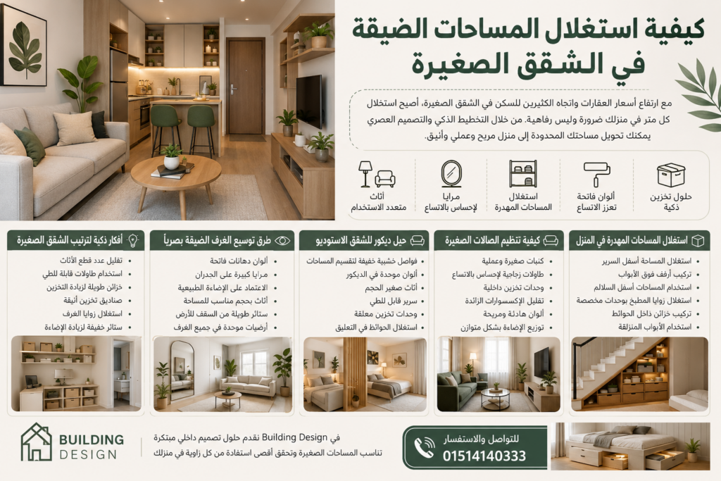 كيفية استغلال المساحات الضيقة في الشقق الصغيرة